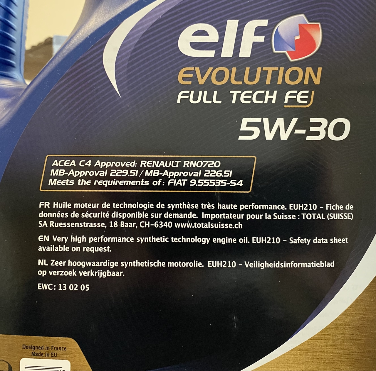 ELF EVOLUTION FULL-TECH FE 5W30 5L 